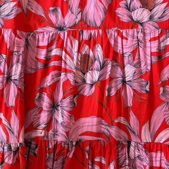 Red and Pink Flower and Leaf Print Dress- Tommy Hilfiger - Picture 5 of 8